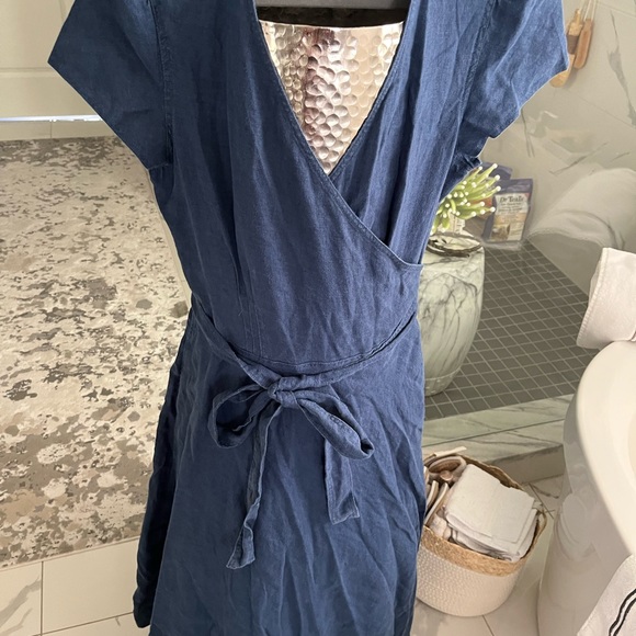 Polo Ralph Lauren 100 percent linen midi dress navy blue size 14 and a 4 new - Picture 6 of 17